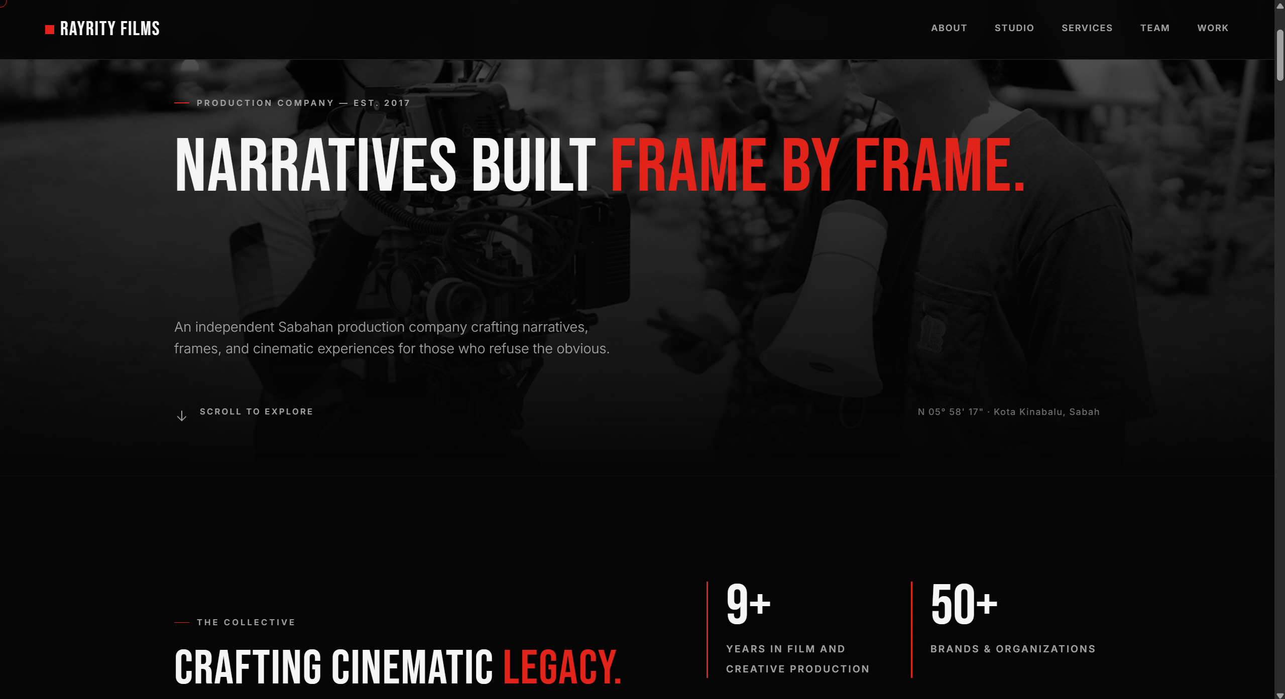 A recent website, desktop view